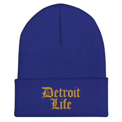 'Detroit Life' Cuffed Beanie | Gold