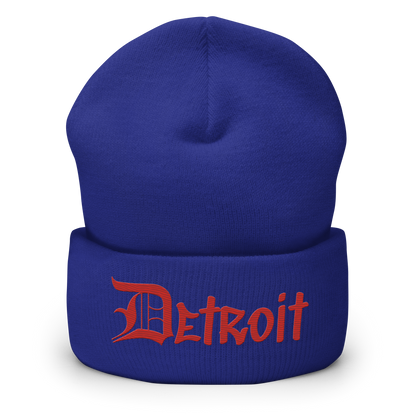 'Detroit' Cuffed Beanie (OED Tag Font) | Aliform Red