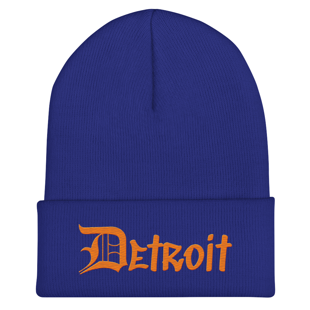 'Detroit' Cuffed Beanie (OED Tag Font) | Orange