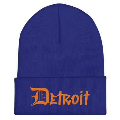 'Detroit' Cuffed Beanie (OED Tag Font) | Orange