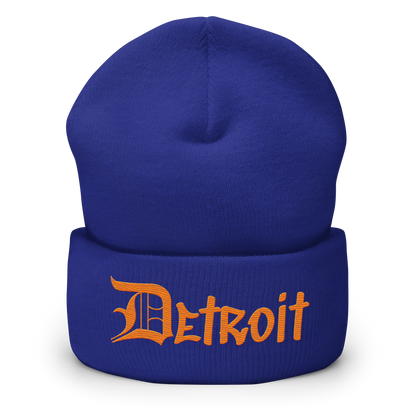 'Detroit' Cuffed Beanie (OED Tag Font) | Orange