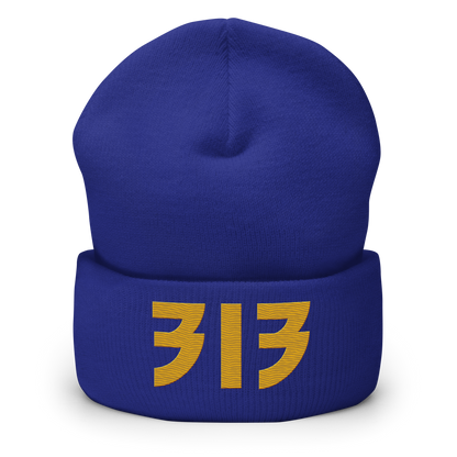 Detroit '313' Cuffed Beanie (Glam Font) | Gold