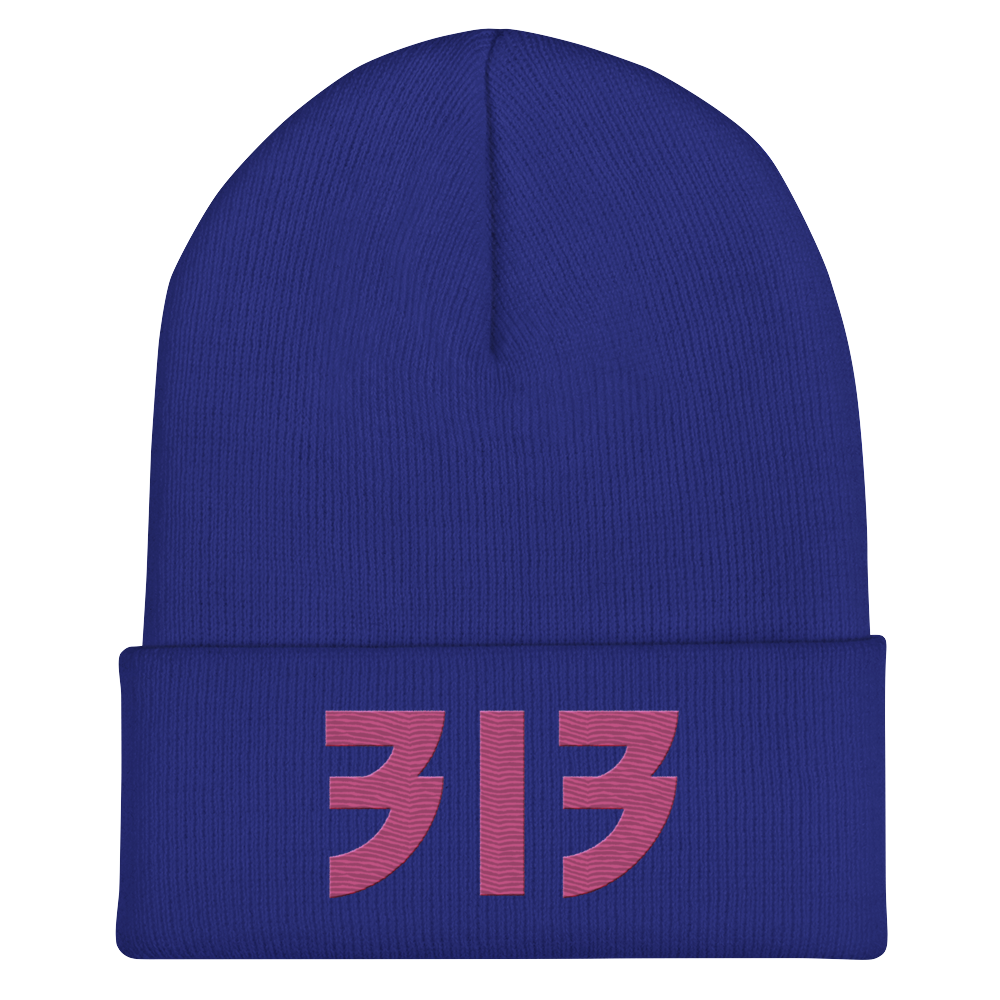 Detroit '313' Cuffed Beanie (Glam Font) | Apple Blossom Pink