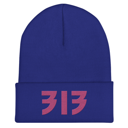 Detroit '313' Cuffed Beanie (Glam Font) | Apple Blossom Pink