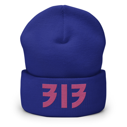 Detroit '313' Cuffed Beanie (Glam Font) | Apple Blossom Pink