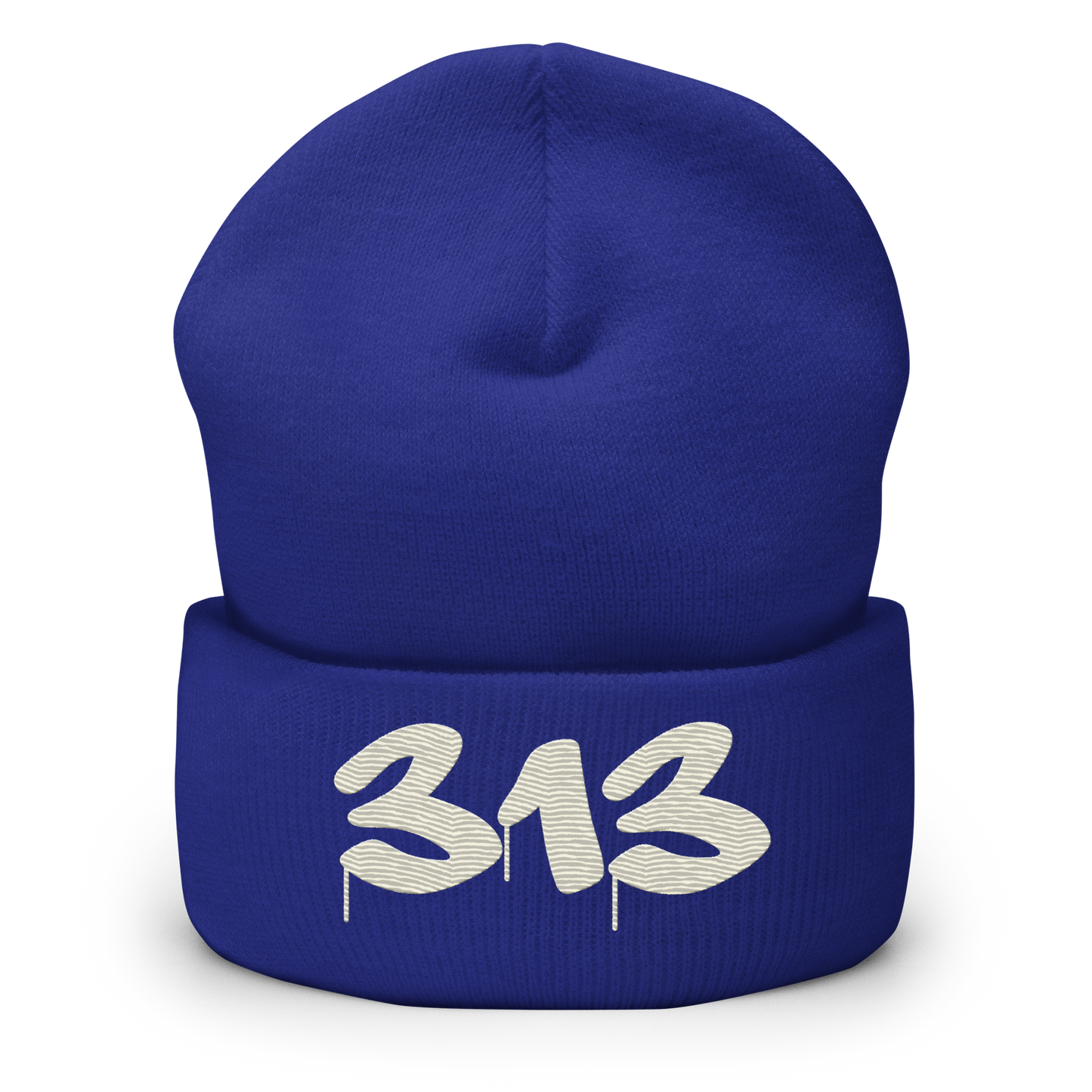 Detroit '313' Cuffed Beanie (Tag Font) | Ivory White