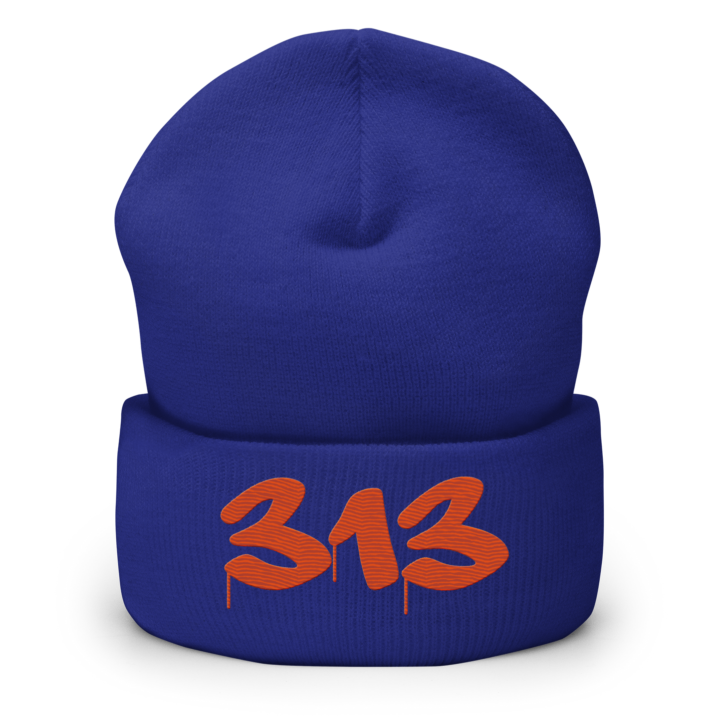 Detroit '313' Cuffed Beanie (Tag Font) | Orange