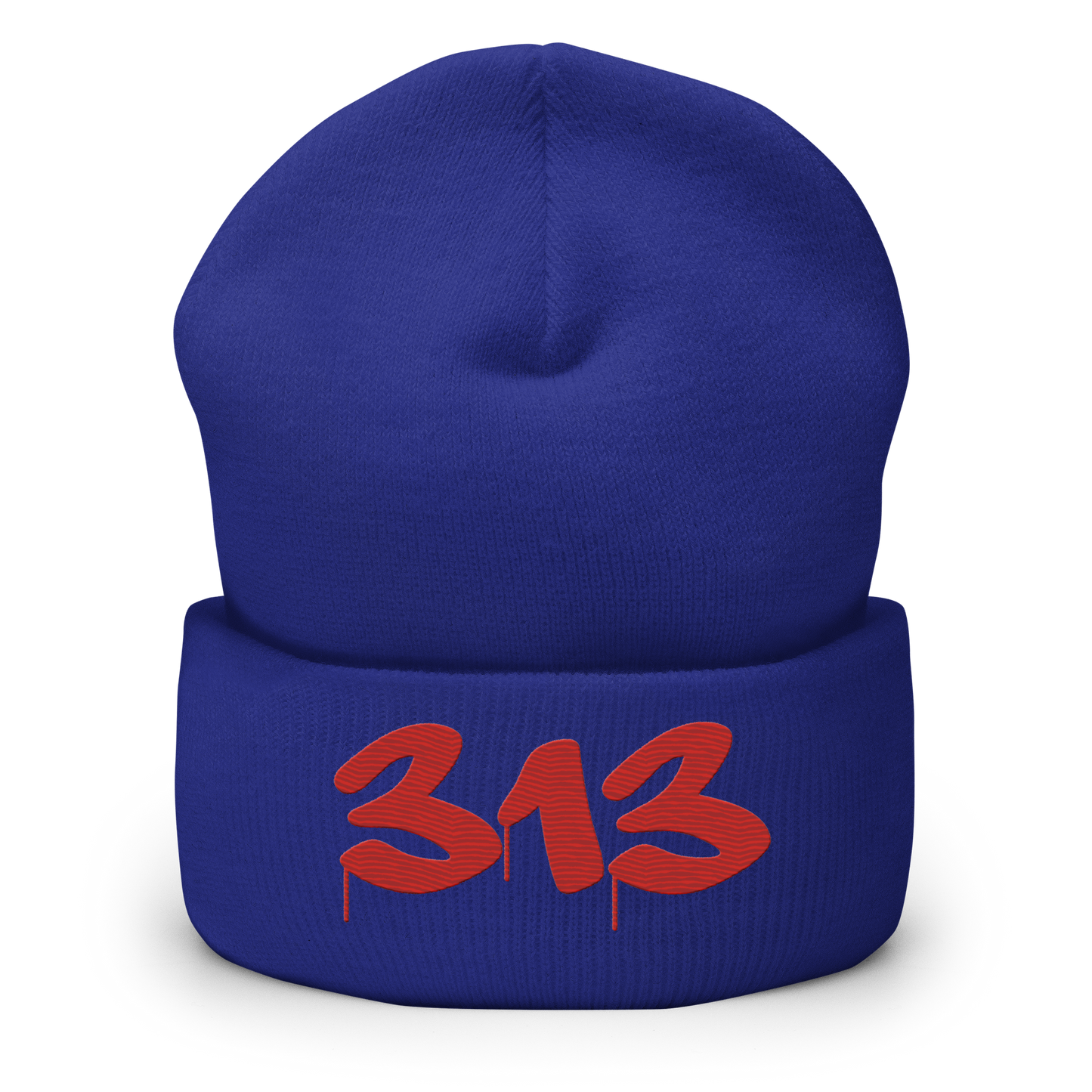 Detroit '313' Cuffed Beanie (Tag Font) | Aliform Red