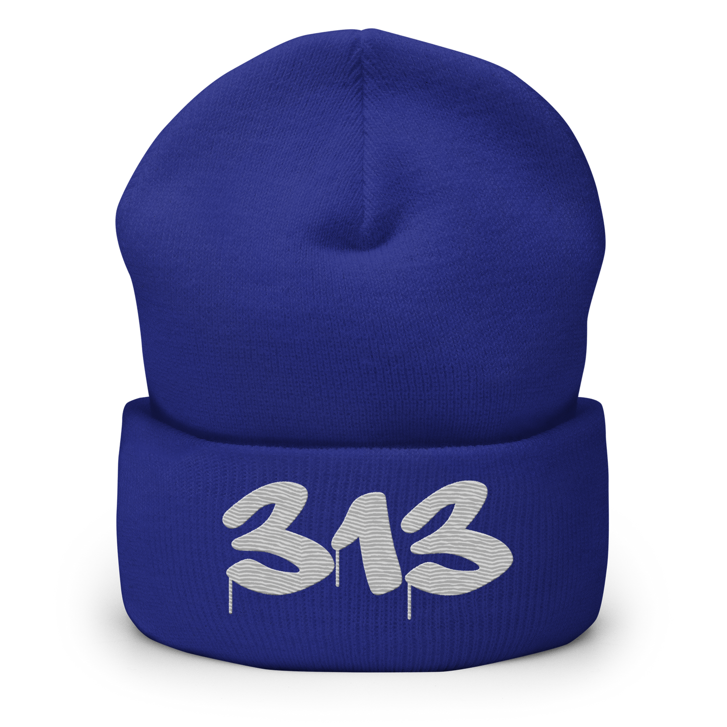 Detroit '313' Cuffed Beanie (Tag Font) | Platinum