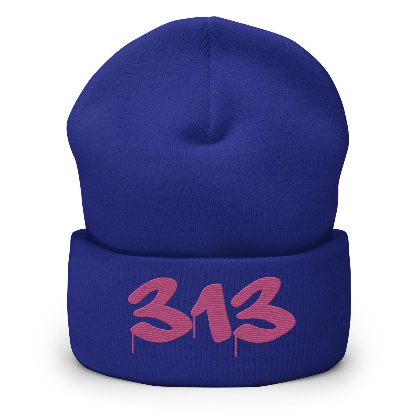 Detroit '313' Cuffed Beanie (Tag Font) | Apple Blossom Pink