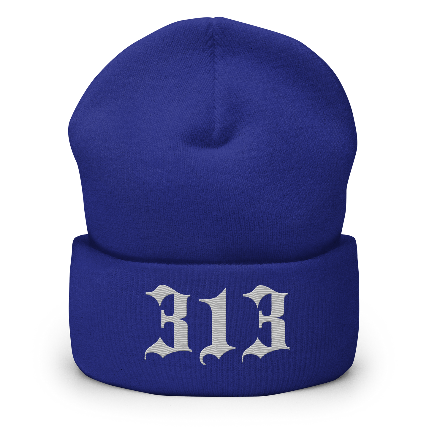 Detroit '313' Cuffed Beanie (Old English Font) | Platinum