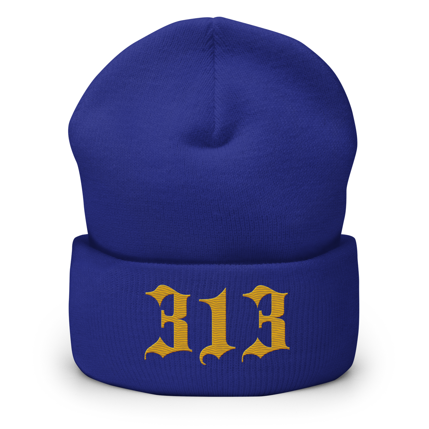 Detroit '313' Cuffed Beanie (Old English Font) | Gold