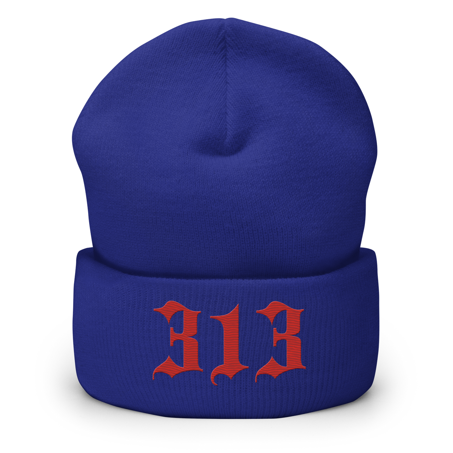 Detroit '313' Cuffed Beanie (Old English Font) | Aliform Red