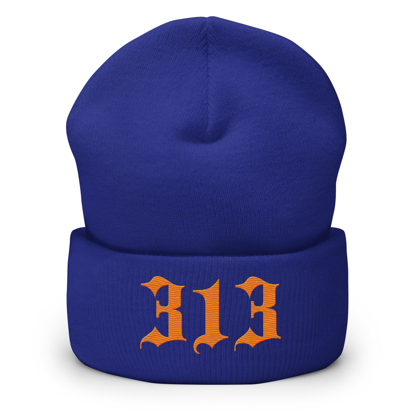 Detroit '313' Cuffed Beanie (Old English Font) | Orange