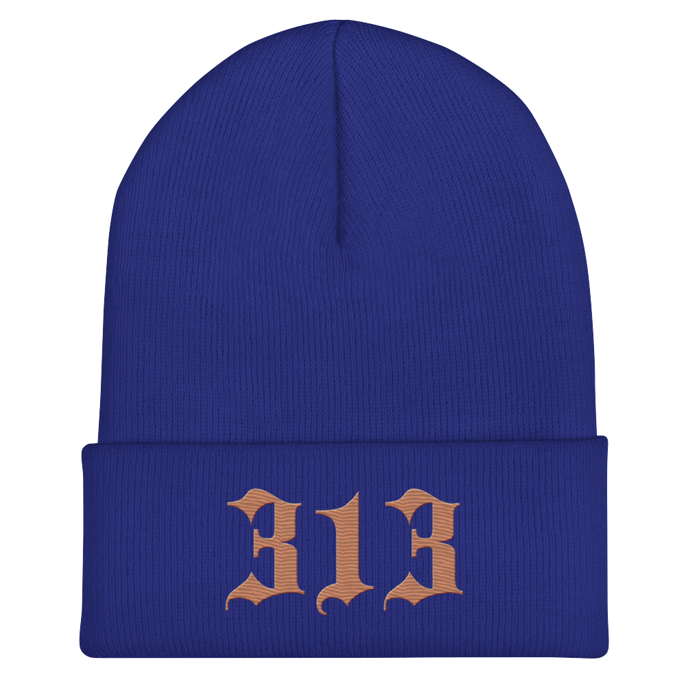 Detroit '313' Cuffed Beanie (Old English Font) | Copper