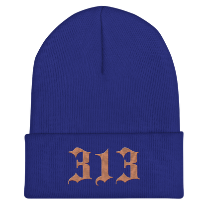 Detroit '313' Cuffed Beanie (Old English Font) | Copper