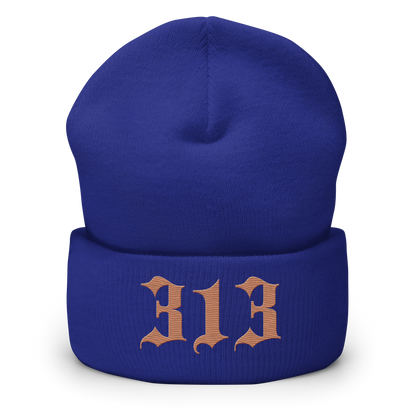 Detroit '313' Cuffed Beanie (Old English Font) | Copper