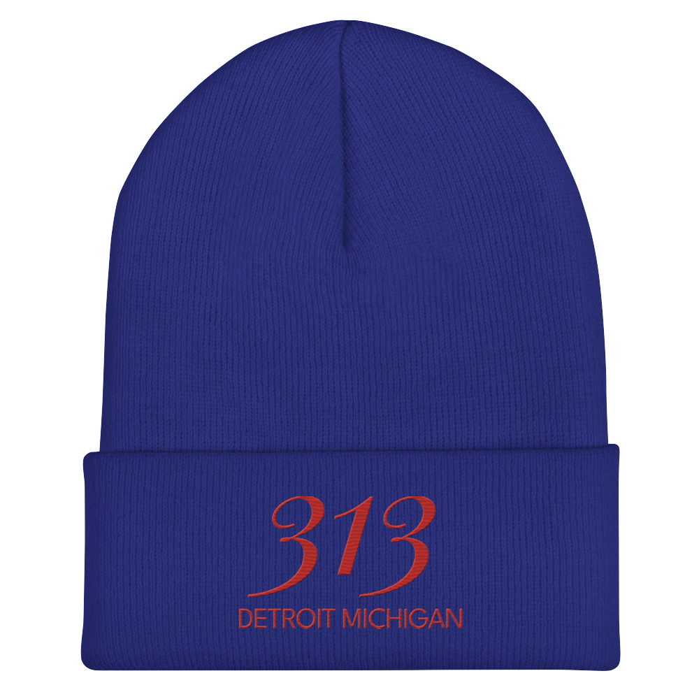 '313 Detroit Michigan' Cuffed Beanie | Aliform Red