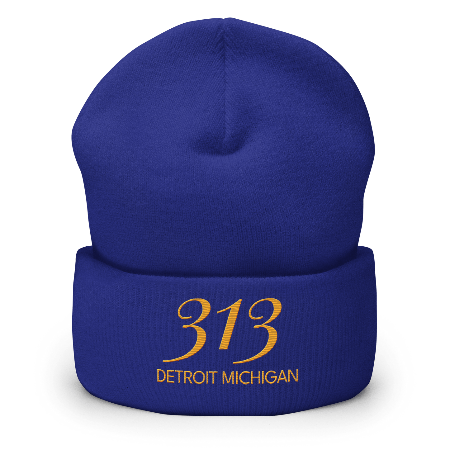 '313 Detroit Michigan' Cuffed Beanie | Gold