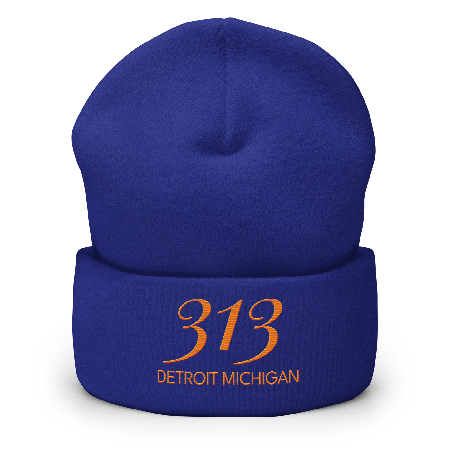 '313 Detroit Michigan' Cuffed Beanie | Orange