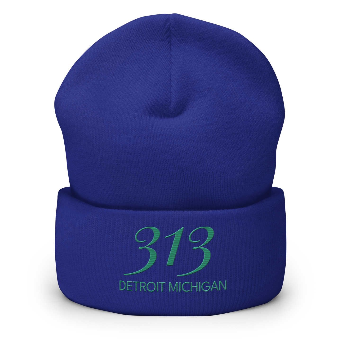 '313 Detroit Michigan' Cuffed Beanie | Emerald Green