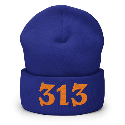 Detroit '313' Cuffed Beanie (Angry Font) | Orange