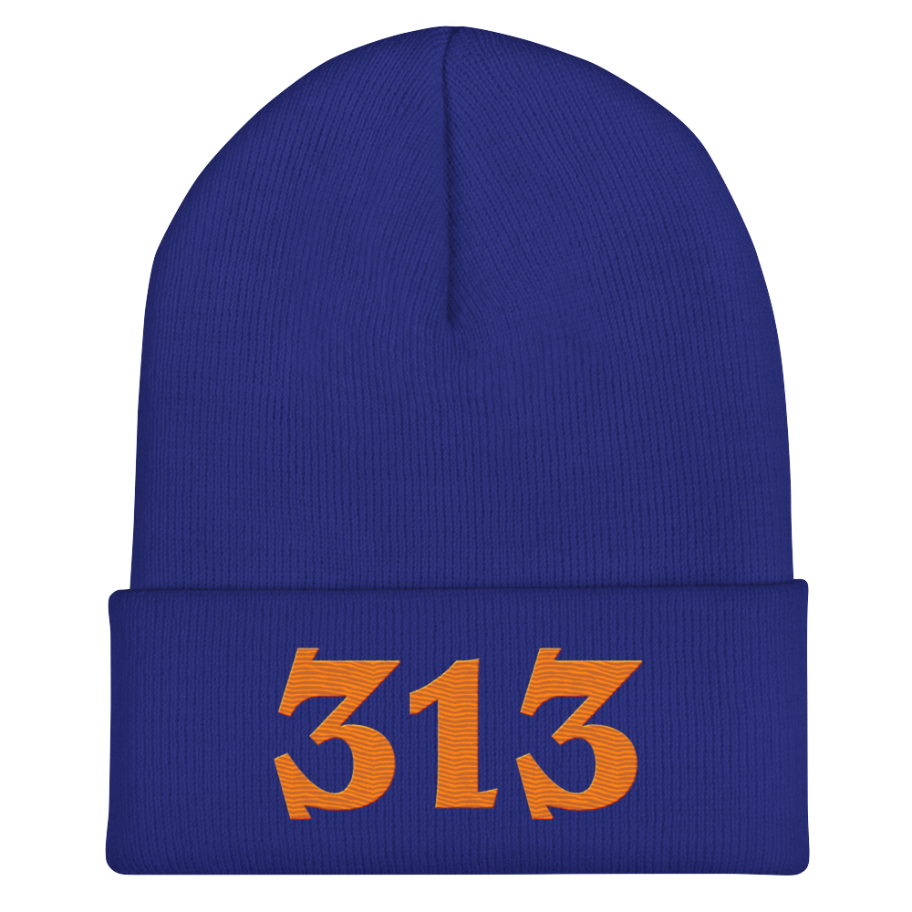 Detroit '313' Cuffed Beanie (Angry Font) | Orange