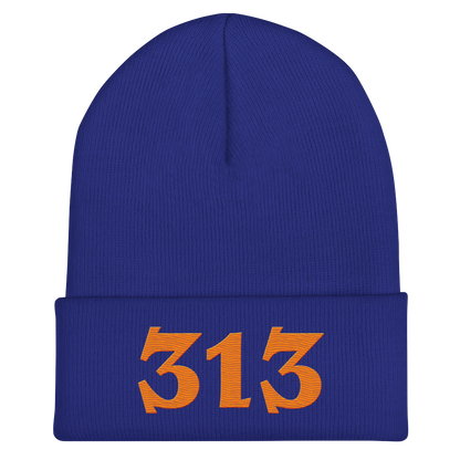 Detroit '313' Cuffed Beanie (Angry Font) | Orange