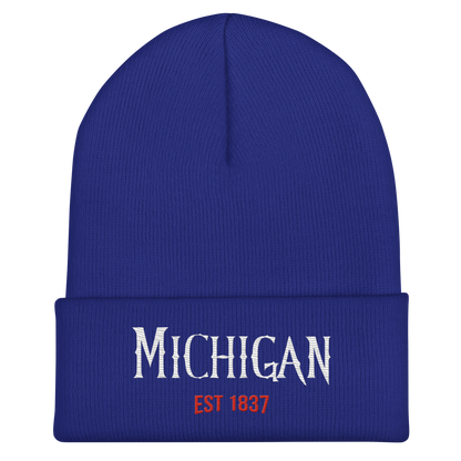 'Michigan EST 1837' Cuffed Beanie | Spooky Drama Parody