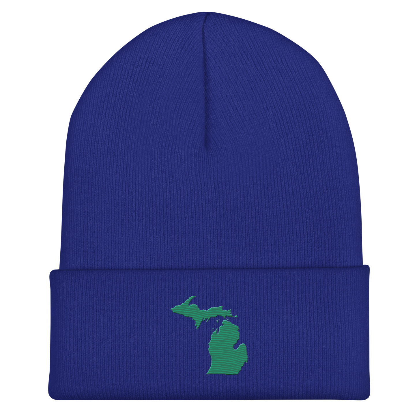 Michigan Cuffed Beanie | Emerald Green Outline