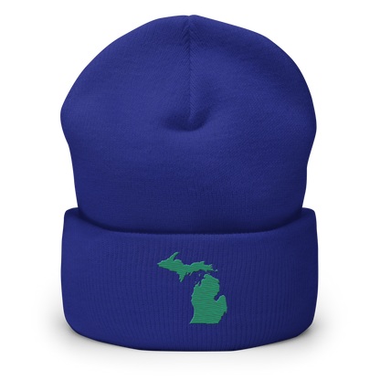 Michigan Cuffed Beanie | Emerald Green Outline