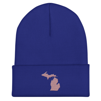 Michigan Cuffed Beanie | Cherry Blossom Pink Outline