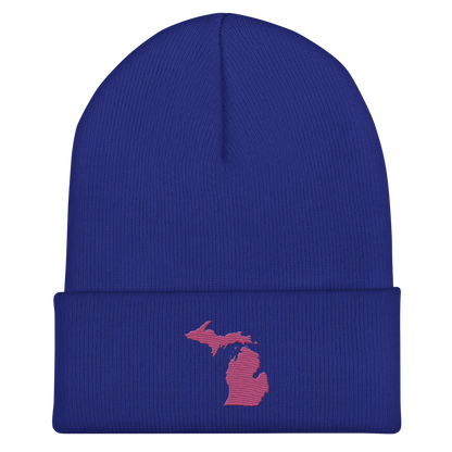 Michigan Cuffed Beanie | Apple Blossom Pink Outline