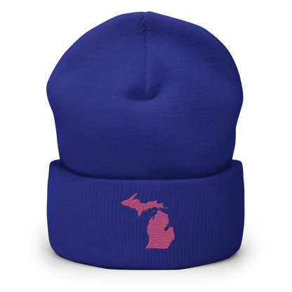 Michigan Cuffed Beanie | Apple Blossom Pink Outline