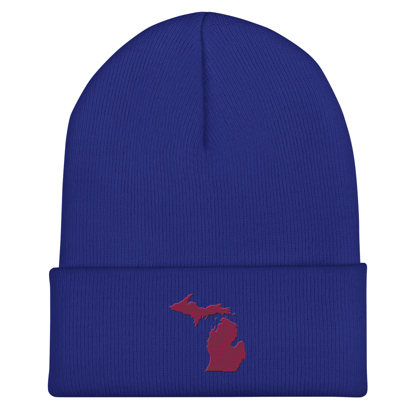 Michigan Cuffed Beanie | Ruby Red Outline