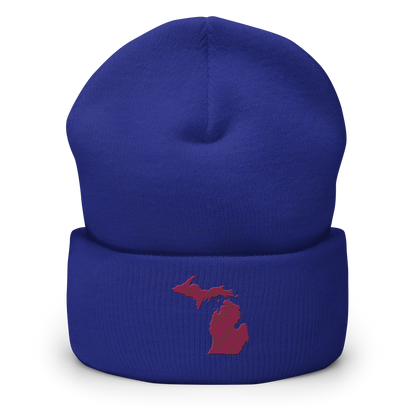 Michigan Cuffed Beanie | Ruby Red Outline