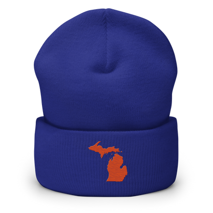 Michigan Cuffed Beanie | Maple Leaf Orange Outline