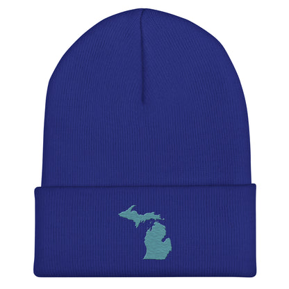 Michigan Cuffed Beanie | Huron Blue Outline