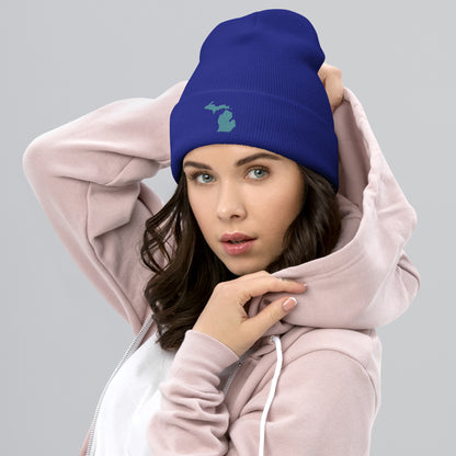 Michigan Cuffed Beanie | Huron Blue Outline