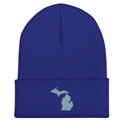 Michigan Cuffed Beanie | Opal Blue Outline