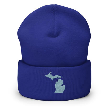 Michigan Cuffed Beanie | Opal Blue Outline