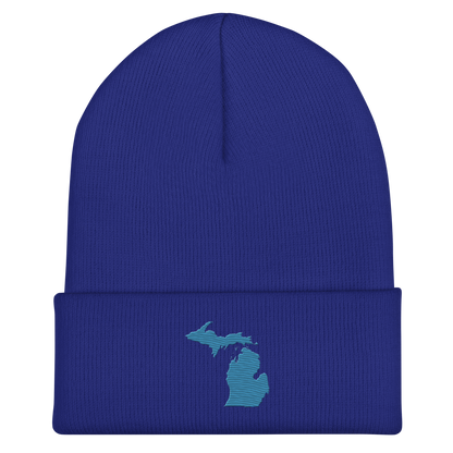 Michigan Cuffed Beanie | Traverse Blue Outline