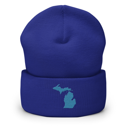 Michigan Cuffed Beanie | Traverse Blue Outline