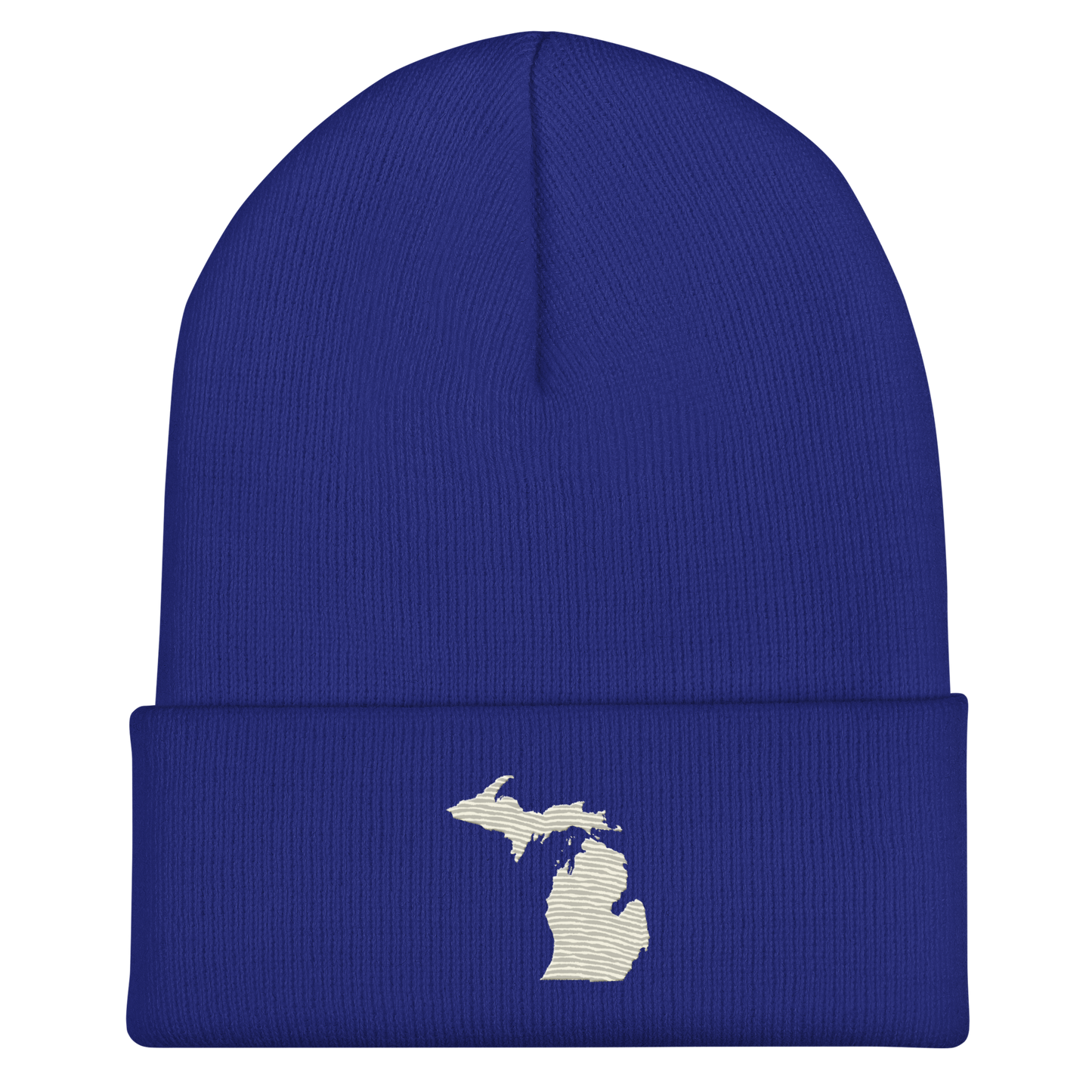 Michigan Cuffed Beanie | Ivory White Outline