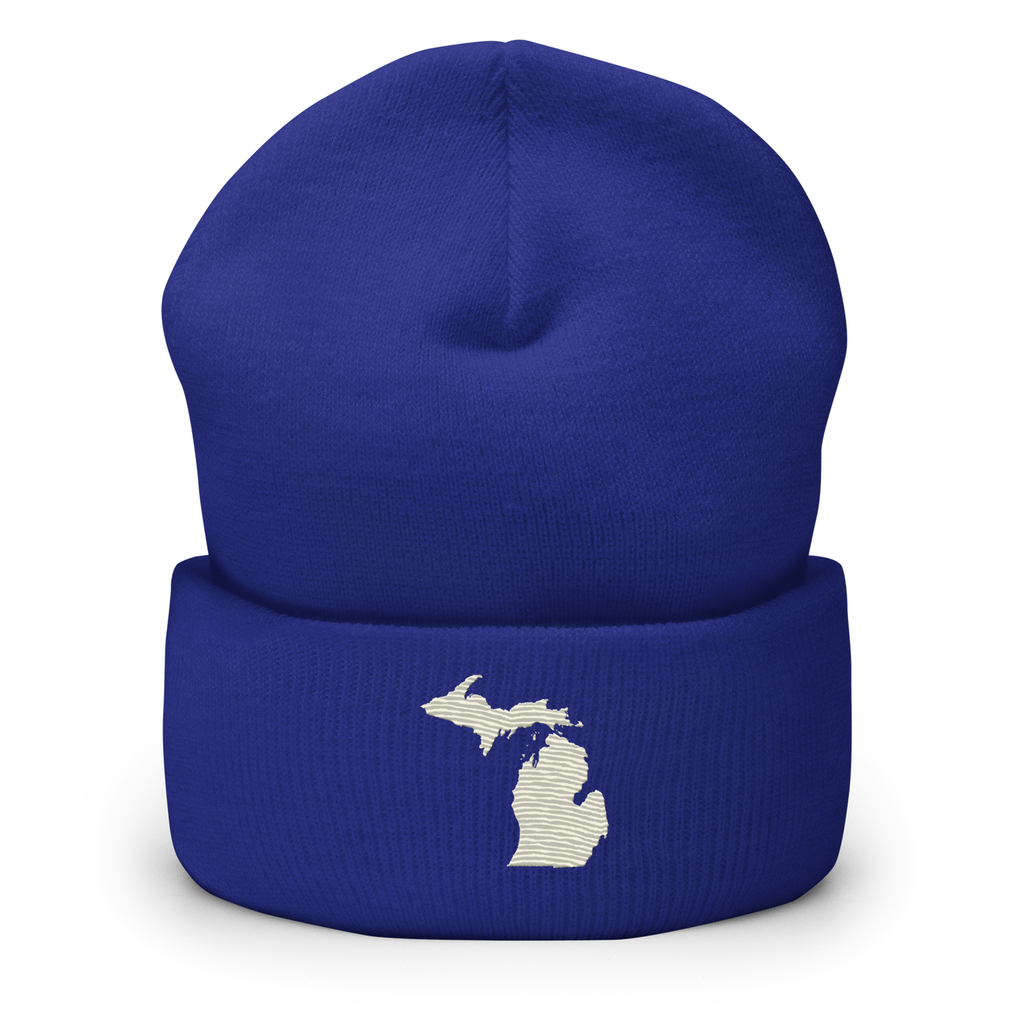 Michigan Cuffed Beanie | Ivory White Outline