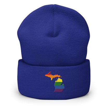 Michigan Cuffed Beanie | Rainbow Pride Outline