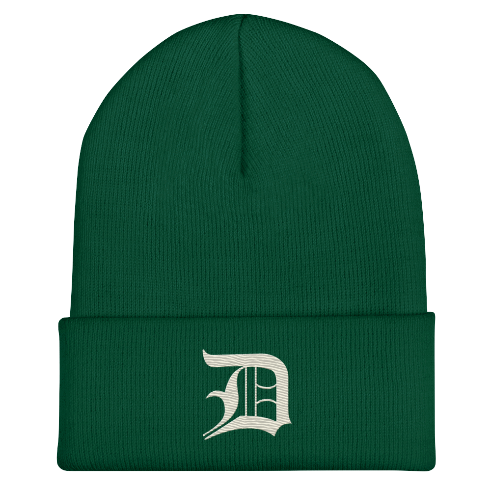 Detroit 'Old English D' Cuffed Beanie (Ivory White)