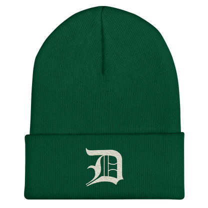 Detroit 'Old English D' Cuffed Beanie (Ivory White)