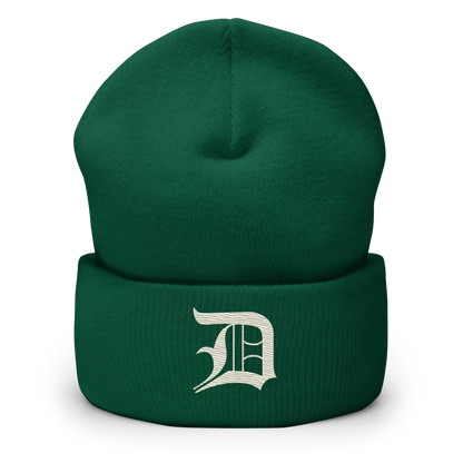 Detroit 'Old English D' Cuffed Beanie (Ivory White)