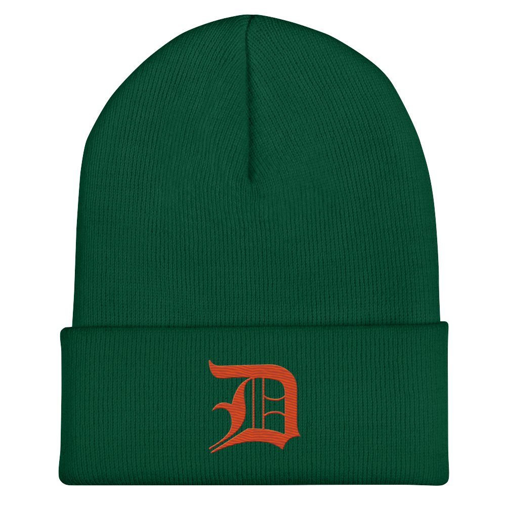 Detroit 'Old English D' Cuffed Beanie (Maple Leaf Orange)